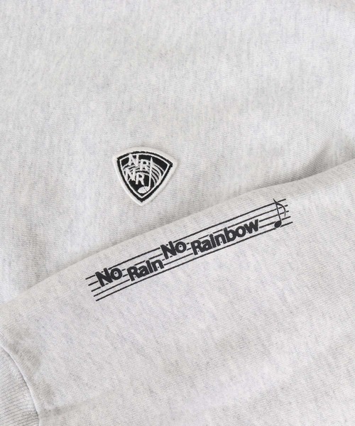 No Rain No Rainbow(ノーレインノーレインボー)の「msw1944- 12oz brushed lining trainer (musical note print ) クルーネックススウェット(NR26W-12)(スウェット・メンズ・アッシュ/ブラック×ピンク/ブラック×ホワイト・M/S/L/XL)」の17枚目の写真