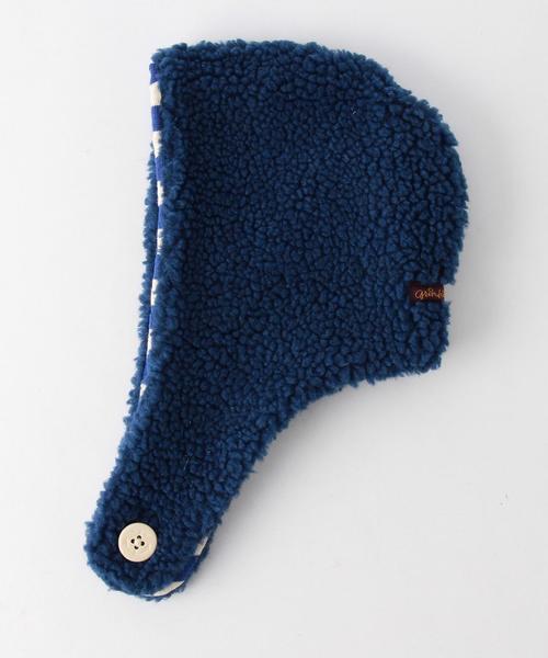 PONY GO ROUND(ポニーゴーラウンド)の「別注【PONY GO ROUND(ポニーゴーラウンド)】ボア キャップ◆(キャップ・キッズ・ナチュラル/ネイビー・48-50cm)」の1枚目の写真