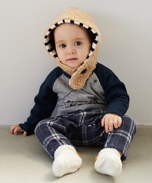 PONY GO ROUND(ポニーゴーラウンド)の「別注【PONY GO ROUND(ポニーゴーラウンド)】ボア キャップ◆(キャップ・キッズ・ナチュラル/ネイビー・48-50cm)」の4枚目の写真