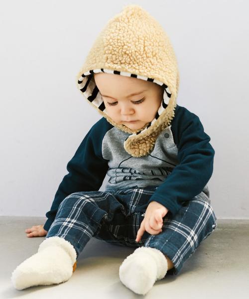 PONY GO ROUND(ポニーゴーラウンド)の「別注【PONY GO ROUND(ポニーゴーラウンド)】ボア キャップ◆(キャップ・キッズ・ナチュラル/ネイビー・48-50cm)」の6枚目の写真