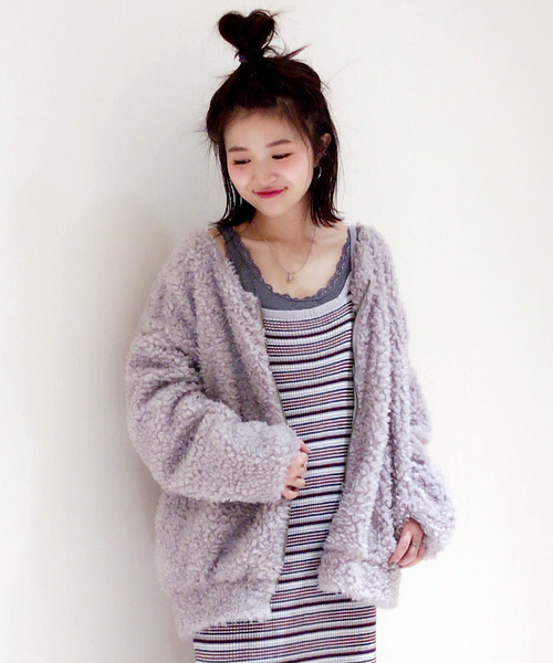 archives(アルシーヴ)の「【WEB限定】ボアブルゾン(ブルゾン・レディース・ブラック/ワイン/ピンク/グレー・MEDIUM)」の3枚目の写真