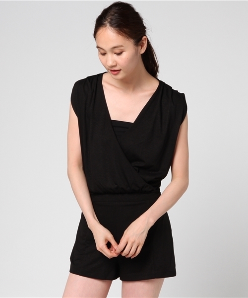 EGOIST（エゴイスト）の「カシュクールショートオールインワン1（つなぎ/オールインワン・レディース・ブラック/グレー・FREE）」の12枚目の写真