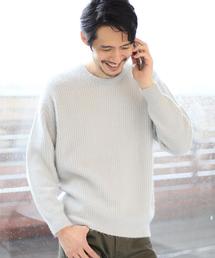 coen | ストレッチ畦編みクルーネックニット(ニット/セーター)