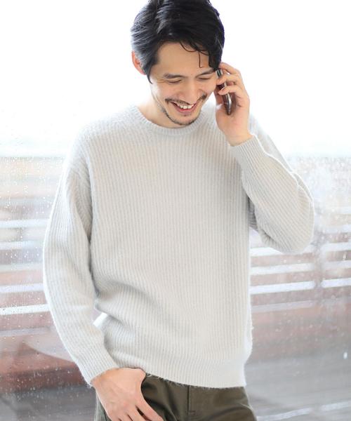 coen（コーエン）の「ストレッチ畦編みクルーネックニット（ニット/セーター・メンズ・Brick /ネイビー/ダークグレー/グレー・LARGE/MEDIUM/X-LARGE/SMALL）」の2枚目の写真