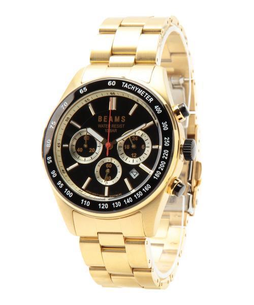 bpr BEAMS（ビーピーアール ビームス ）の「BEAMS / カラークロノグラフウォッチⅡ GLD  （アナログ腕時計・メンズ・ゴールド・ONE SIZE）」の2枚目の写真