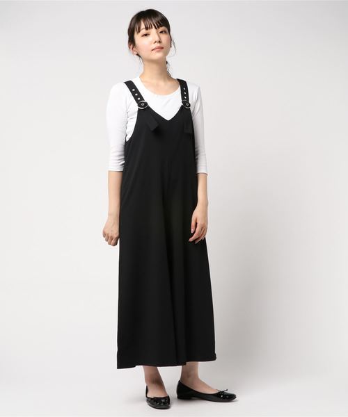 VENCEEXCHANGE（ヴァンスエクスチェンジ）の「リングバックルロンパース（サロペット/オーバーオール・レディース・チャコールグレー/ブラック・M）」の3枚目の写真