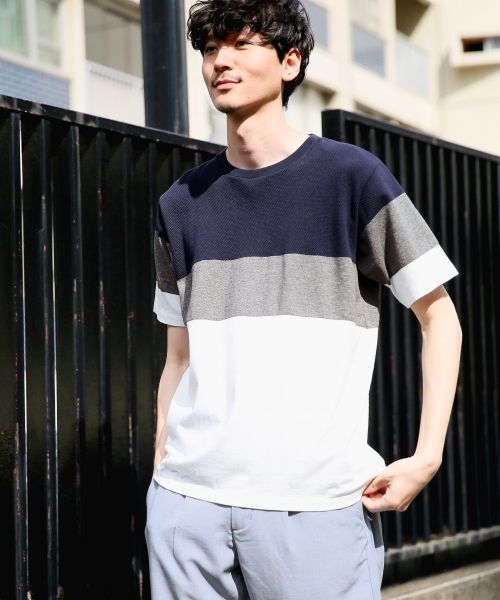 GLOBAL WORK(グローバルワーク)の「アミジキリカエTEE/792226(Tシャツ/カットソー・メンズ・ホワイト/ライトブルー/ブルー系その他7・SMALL/MEDIUM/LARGE/X-LARGE)」の2枚目の写真
