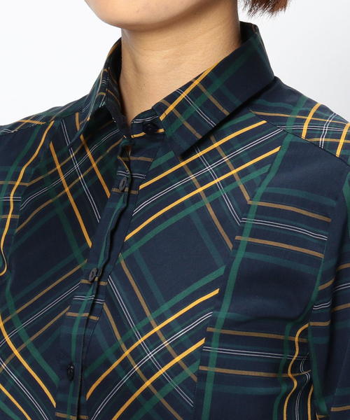 NARACAMICIE(ナラカミーチェ)の「イタリアンチェック切り替えシャツ(シャツ/ブラウス・レディース・ネイビー/グリーン・MEDIUM/SMALL/LARGE)」の9枚目の写真