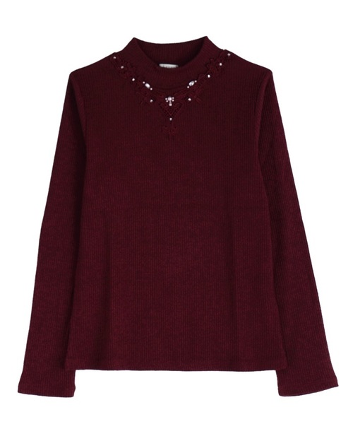 axes femme（アクシーズファム）の「モチーフレースインナープルオーバー（Tシャツ/カットソー・レディース・ブラック/ブルーグリーン/ワイン/キナリ・MEDIUM）」の4枚目の写真