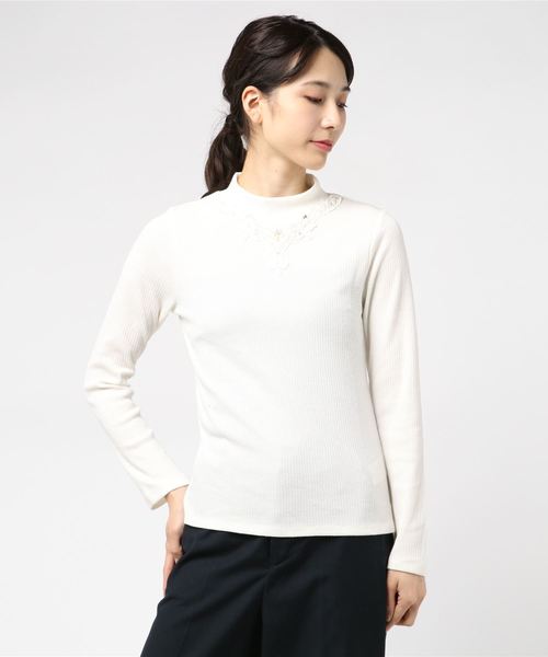axes femme（アクシーズファム）の「モチーフレースインナープルオーバー（Tシャツ/カットソー・レディース・ブラック/ブルーグリーン/ワイン/キナリ・MEDIUM）」の7枚目の写真