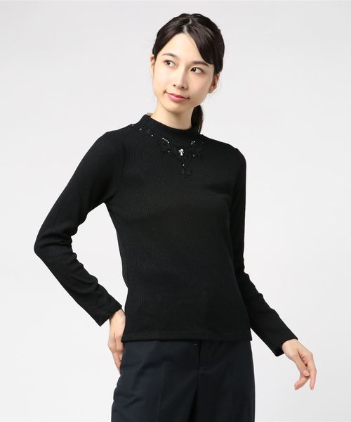 axes femme（アクシーズファム）の「モチーフレースインナープルオーバー（Tシャツ/カットソー・レディース・ブラック/ブルーグリーン/ワイン/キナリ・MEDIUM）」の10枚目の写真