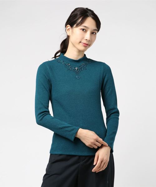 axes femme（アクシーズファム）の「モチーフレースインナープルオーバー（Tシャツ/カットソー・レディース・ブラック/ブルーグリーン/ワイン/キナリ・MEDIUM）」の8枚目の写真