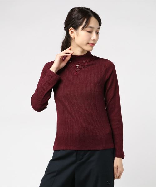 axes femme（アクシーズファム）の「モチーフレースインナープルオーバー（Tシャツ/カットソー・レディース・ブラック/ブルーグリーン/ワイン/キナリ・MEDIUM）」の9枚目の写真