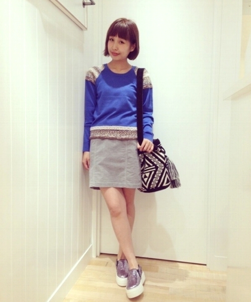 Another Edition（アナザーエディション）の「AE COL COMBI PO（ニット/セーター・レディース・ブラック/ライトグレー/コバルトブルー/ダークグリーン/オフホワイト/ダークグレー・フリー）」の6枚目の写真