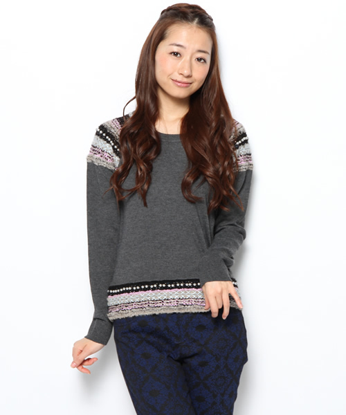 Another Edition（アナザーエディション）の「AE COL COMBI PO（ニット/セーター・レディース・ブラック/ライトグレー/コバルトブルー/ダークグリーン/オフホワイト/ダークグレー・フリー）」の4枚目の写真