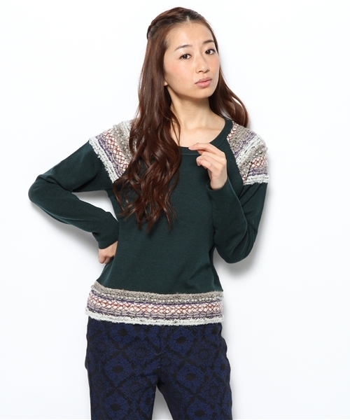 Another Edition（アナザーエディション）の「AE COL COMBI PO（ニット/セーター・レディース・ブラック/ライトグレー/コバルトブルー/ダークグリーン/オフホワイト/ダークグレー・フリー）」の5枚目の写真