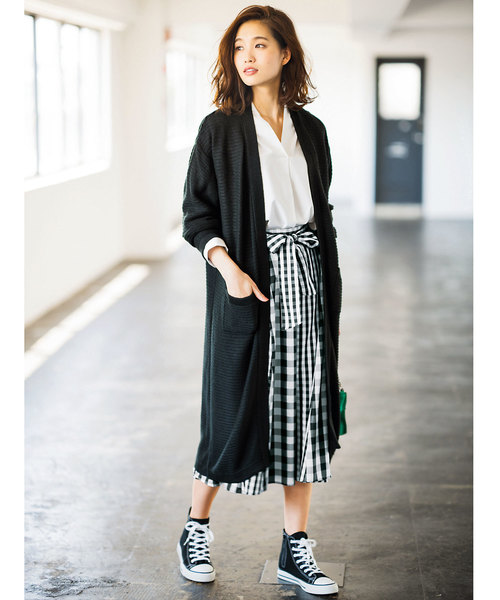 GeeRA（ジーラ）の「チェックプリント切替スカート（スカート・レディース・ブラック・X-LARGE/LARGE/MEDIUM）」の7枚目の写真