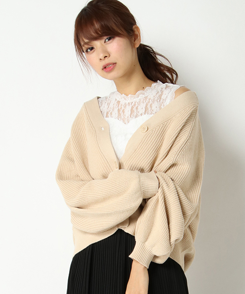VENCEEXCHANGE（ヴァンスエクスチェンジ）の「Vネック片畦カーディガン（カーディガン/ボレロ・レディース・ブラック/ベージュ/オフホワイト・M）」の3枚目の写真