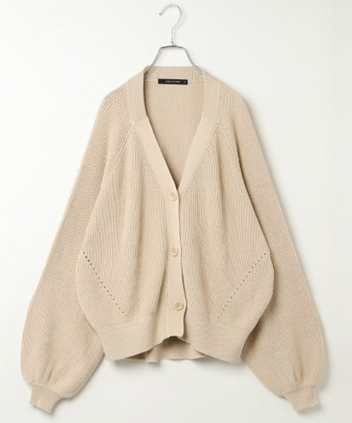 VENCEEXCHANGE（ヴァンスエクスチェンジ）の「Vネック片畦カーディガン（カーディガン/ボレロ・レディース・ブラック/ベージュ/オフホワイト・M）」の6枚目の写真