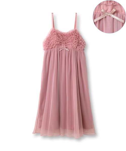 fran de lingerie（フランデランジェリー）の「Roche Furiru フリルキャミワンピース（ルームワンピース・レディース・ネイビー/オフホワイト/ピンク/グレー/ワイン/ダークブルー・M-L）」の5枚目の写真