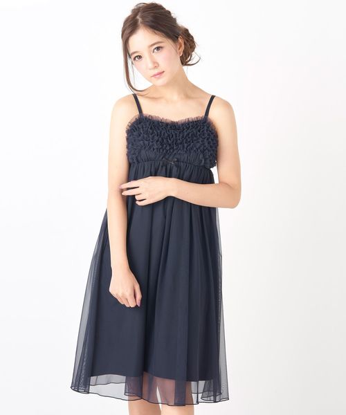 fran de lingerie（フランデランジェリー）の「Roche Furiru フリルキャミワンピース（ルームワンピース・レディース・ネイビー/オフホワイト/ピンク/グレー/ワイン/ダークブルー・M-L）」の8枚目の写真