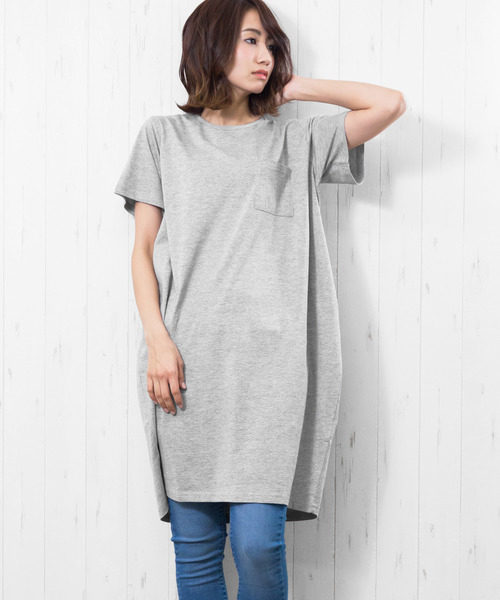 mili an deni(ミリアンデニ)の「ポケット付きTシャツワンピース(ワンピース・レディース・チャコールグレー/ブラック/ネイビー/オフホワイト/カーキ/杢グレー/ピンクベージュ/オリーブ/ベージュ/ダークベージュ/ライトグレー/モカ/ラベンダー/ダークブルー/スミクロ/ブルー/ダークオレンジ/アッシュグレー/ダークパープル・M/L)」の8枚目の写真