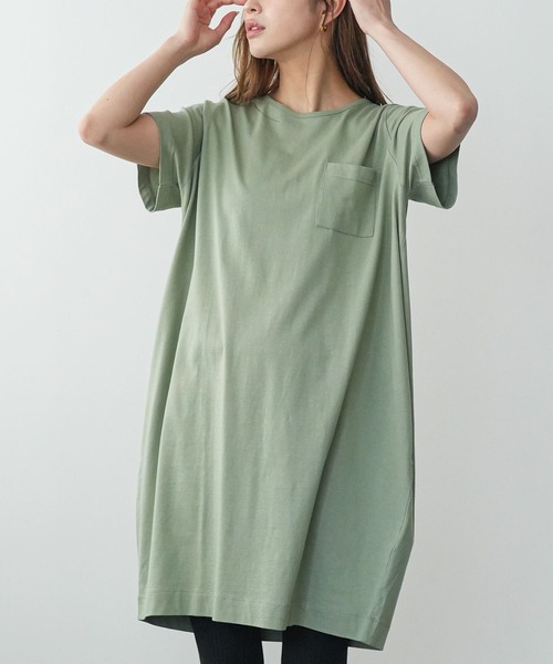 mili an deni(ミリアンデニ)の「ポケット付きTシャツワンピース(ワンピース・レディース・チャコールグレー/ブラック/ネイビー/オフホワイト/カーキ/杢グレー/ピンクベージュ/オリーブ/ベージュ/ダークベージュ/ライトグレー/モカ/ラベンダー/ダークブルー/スミクロ/ブルー/ダークオレンジ/アッシュグレー/ダークパープル・M/L)」の12枚目の写真