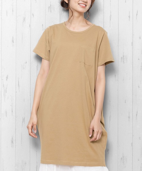 mili an deni(ミリアンデニ)の「ポケット付きTシャツワンピース(ワンピース・レディース・チャコールグレー/ブラック/ネイビー/オフホワイト/カーキ/杢グレー/ピンクベージュ/オリーブ/ベージュ/ダークベージュ/ライトグレー/モカ/ラベンダー/ダークブルー/スミクロ/ブルー/ダークオレンジ/アッシュグレー/ダークパープル・M/L)」の11枚目の写真