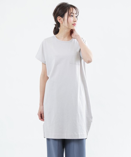 mili an deni(ミリアンデニ)の「ポケット付きTシャツワンピース(ワンピース・レディース・チャコールグレー/ブラック/ネイビー/オフホワイト/カーキ/杢グレー/ピンクベージュ/オリーブ/ベージュ/ダークベージュ/ライトグレー/モカ/ラベンダー/ダークブルー/スミクロ/ブルー/ダークオレンジ/アッシュグレー/ダークパープル・M/L)」の6枚目の写真