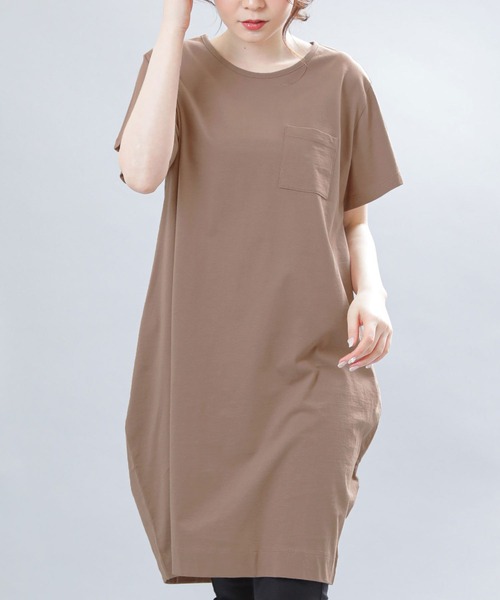 mili an deni(ミリアンデニ)の「ポケット付きTシャツワンピース(ワンピース・レディース・チャコールグレー/ブラック/ネイビー/オフホワイト/カーキ/杢グレー/ピンクベージュ/オリーブ/ベージュ/ダークベージュ/ライトグレー/モカ/ラベンダー/ダークブルー/スミクロ/ブルー/ダークオレンジ/アッシュグレー/ダークパープル・M/L)」の9枚目の写真
