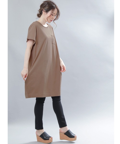 mili an deni(ミリアンデニ)の「ポケット付きTシャツワンピース(ワンピース・レディース・チャコールグレー/ブラック/ネイビー/オフホワイト/カーキ/杢グレー/ピンクベージュ/オリーブ/ベージュ/ダークベージュ/ライトグレー/モカ/ラベンダー/ダークブルー/スミクロ/ブルー/ダークオレンジ/アッシュグレー/ダークパープル・M/L)」の21枚目の写真