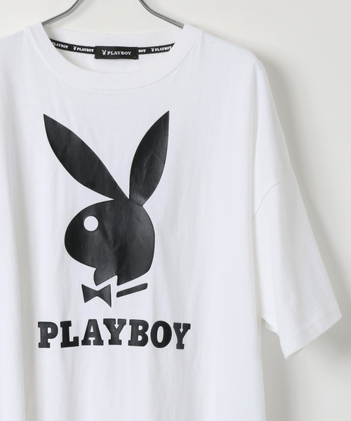 PLAYBOY（プレイボーイ）の「PLAYBOY/プレイボーイ ビッグシルエット ラビットアイコン Tシャツ（Tシャツ/カットソー・メンズ・ホワイト/ブラック/レッド・M/L/XL）」の2枚目の写真