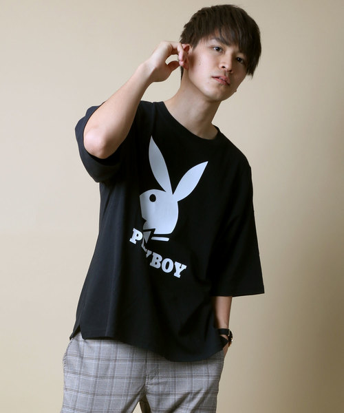 PLAYBOY プレイボーイ 切替Tシャツ 黒白 PLAYBOY プレイボーイ 切替Tシャツ 黒白 - メルカリ