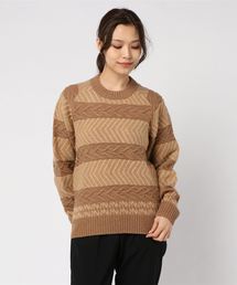 【WHITE MOUNTAINEERING】HERRINGBONE PATTERN ROUND NECK KNIT