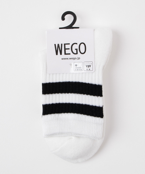 WEGO（ウィゴー）の「WEGO/2ラインソックス（ソックス/靴下・レディース・ホワイト/ブラック・FREE）」の4枚目の写真