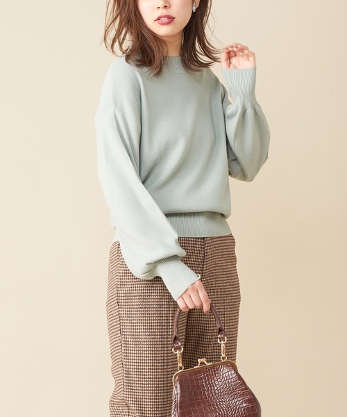 natural couture(ナチュラルクチュール)の「お上品もちもちモックネックニット(ニット/セーター)」|ミント