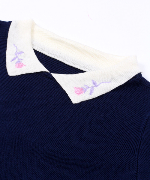 WEGO（ウィゴー）の「WEGO/AMOコラボニットワンピース（ワンピース・レディース・サックスブルー/ネイビー・FREE）」の5枚目の写真