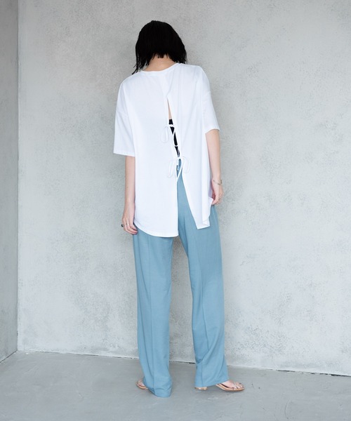 Aunt Marie's(アントマリーズ)の「バックスリットシルケットTシャツ【AUNT MARIE'S 】(Tシャツ/カットソー・レディース・ホワイト/ブラック/ベージュ/ライトグリーン・FREE)」の18枚目の写真