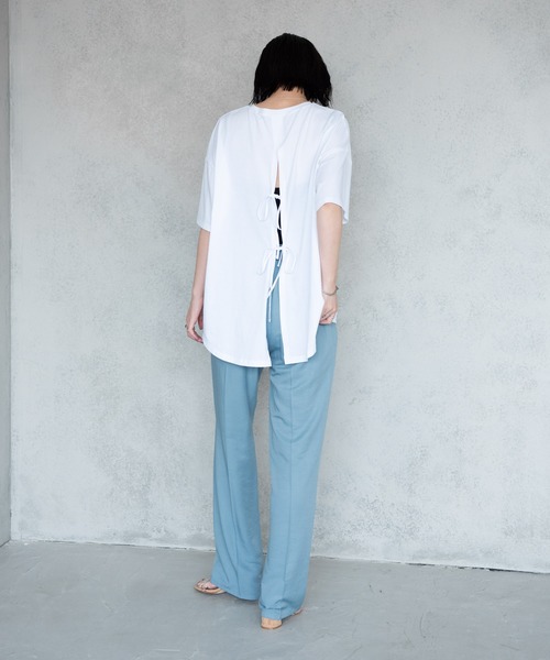 Aunt Marie's(アントマリーズ)の「バックスリットシルケットTシャツ【AUNT MARIE'S 】(Tシャツ/カットソー・レディース・ホワイト/ブラック/ベージュ/ライトグリーン・FREE)」の19枚目の写真