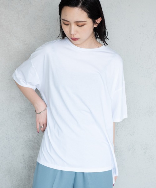 Aunt Marie's(アントマリーズ)の「バックスリットシルケットTシャツ【AUNT MARIE'S 】(Tシャツ/カットソー・レディース・ホワイト/ブラック/ベージュ/ライトグリーン・FREE)」の22枚目の写真