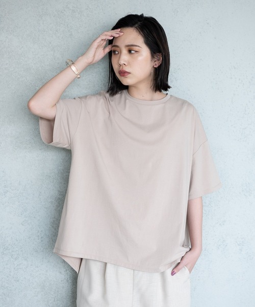 Aunt Marie's(アントマリーズ)の「バックスリットシルケットTシャツ【AUNT MARIE'S 】(Tシャツ/カットソー・レディース・ホワイト/ブラック/ベージュ/ライトグリーン・FREE)」の9枚目の写真