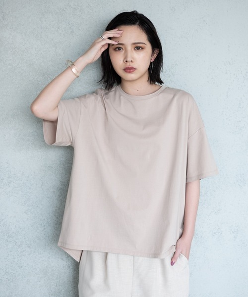 Aunt Marie's(アントマリーズ)の「バックスリットシルケットTシャツ【AUNT MARIE'S 】(Tシャツ/カットソー・レディース・ホワイト/ブラック/ベージュ/ライトグリーン・FREE)」の10枚目の写真