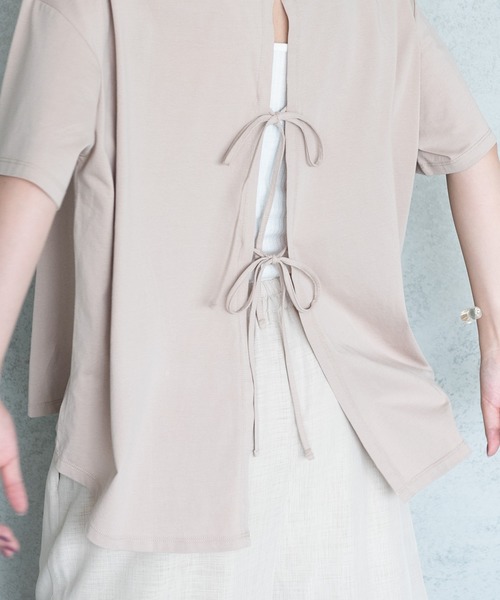 Aunt Marie's(アントマリーズ)の「バックスリットシルケットTシャツ【AUNT MARIE'S 】(Tシャツ/カットソー・レディース・ホワイト/ブラック/ベージュ/ライトグリーン・FREE)」の11枚目の写真