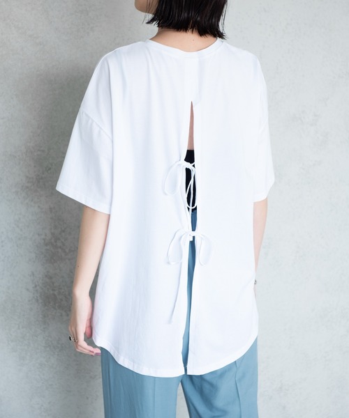 Aunt Marie's(アントマリーズ)の「バックスリットシルケットTシャツ【AUNT MARIE'S 】(Tシャツ/カットソー・レディース・ホワイト/ブラック/ベージュ/ライトグリーン・FREE)」の16枚目の写真