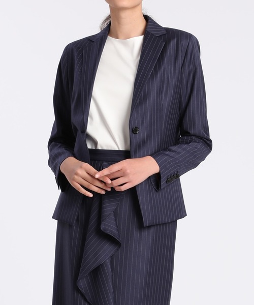 Loro Piana(ロロ・ピアーナ)の「《INEDIT》シルクウールストライプジャケット《Loro Piana》(スーツジャケット・レディース・チャコールグレー/ネイビー・9号/11号/7号/5号)」の1枚目の写真