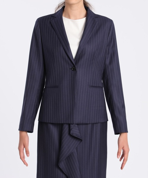 Loro Piana(ロロ・ピアーナ)の「《INEDIT》シルクウールストライプジャケット《Loro Piana》(スーツジャケット・レディース・チャコールグレー/ネイビー・9号/11号/7号/5号)」の3枚目の写真