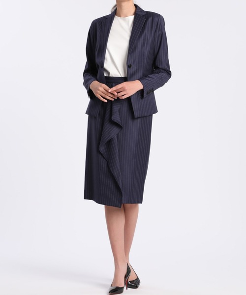 Loro Piana(ロロ・ピアーナ)の「《INEDIT》シルクウールストライプジャケット《Loro Piana》(スーツジャケット・レディース・チャコールグレー/ネイビー・9号/11号/7号/5号)」の10枚目の写真