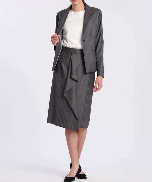 Loro Piana(ロロ・ピアーナ)の「《INEDIT》シルクウールストライプジャケット《Loro Piana》(スーツジャケット・レディース・チャコールグレー/ネイビー・9号/11号/7号/5号)」の12枚目の写真