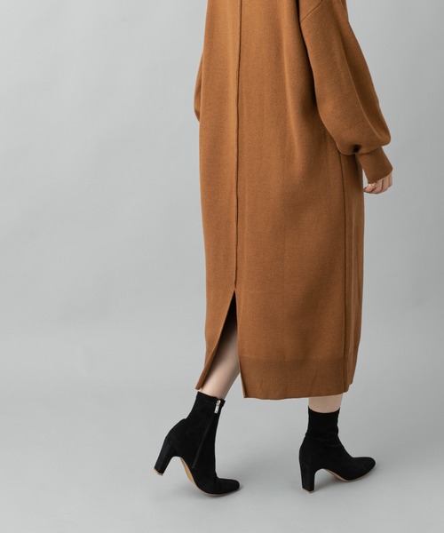 prose verse(プロズヴェール)の「バックスリットニットワンピ(ワンピース・レディース・キャメル/グレー/グリーン/ブラック・フリ-)」の1枚目の写真