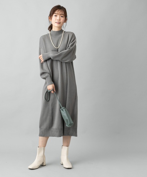 prose verse(プロズヴェール)の「バックスリットニットワンピ(ワンピース・レディース・キャメル/グレー/グリーン/ブラック・フリ-)」の3枚目の写真